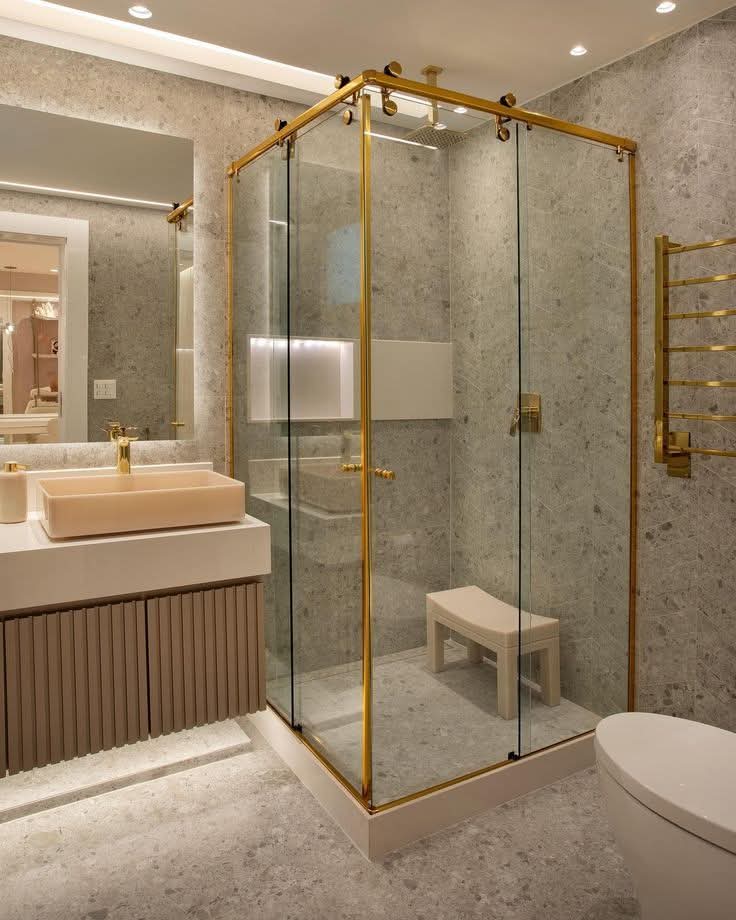 SKY Glass — luxury gold shower enclosure installation Gurgaon